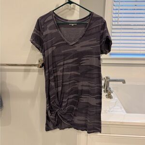 Z Supply Gray Camouflage Knot Tee